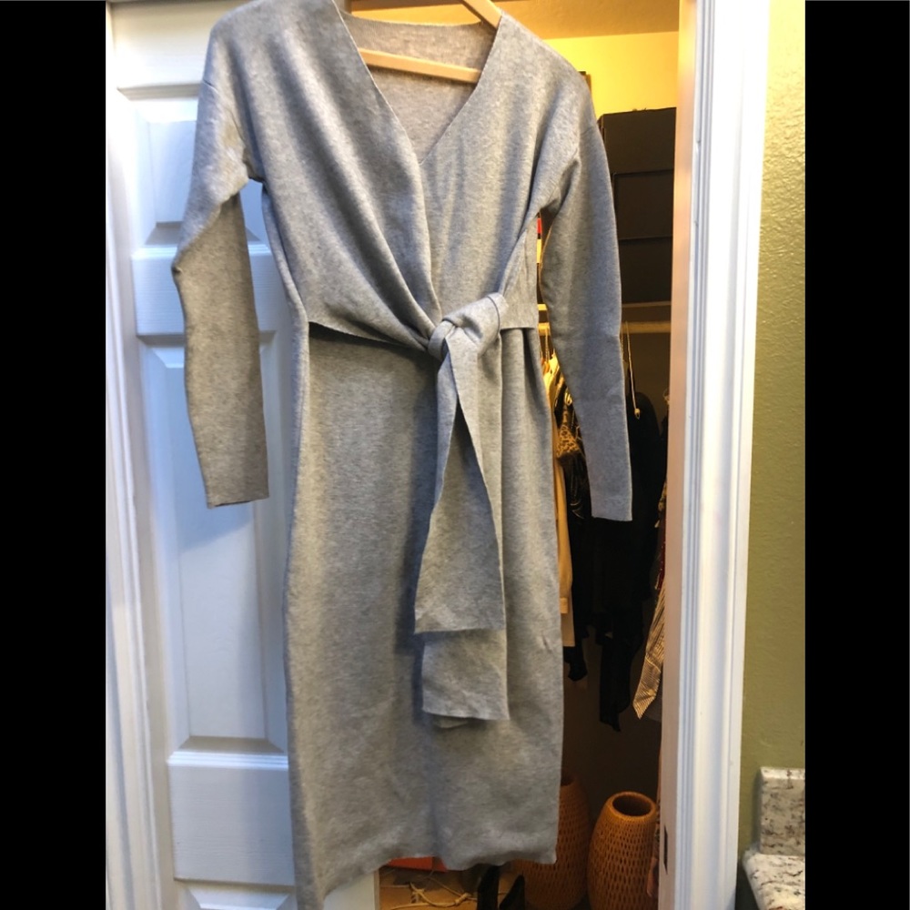 Knit Wrap Long Sleeve Sweater Dress